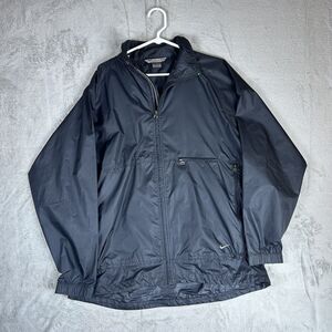 VINTAGE Nike Jacket Mens L Black Gray Hip Hop Windbreaker Full Zip 90s Classic